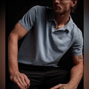 James Perse Men’s Polo Shirt Blue Short Sleeve Lightweight Tee -2 (approx M)